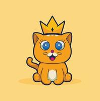 gatinho laranja sentado usando uma coroa. animal de estimação fofo em estilo cartoon. ilustração vetorial. vetor