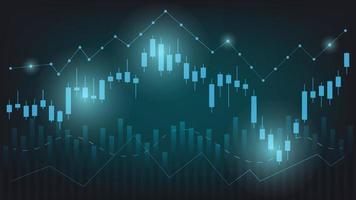 conceito de situação de economia. estatísticas de negócios financeiros com gráfico de barras e gráfico de velas mostram o preço do mercado de ações e câmbio em fundo verde vetor