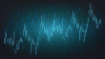 estatísticas de negócios financeiros com gráfico de barras e gráfico de velas mostram o preço do mercado de ações e câmbio em fundo verde escuro vetor
