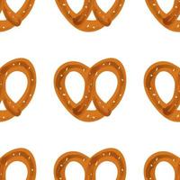 padrão perfeito com pretzel de lanche tradicional no fundo branco vetor