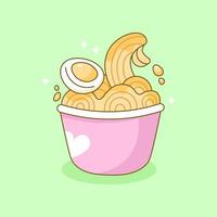 delicioso macarrão ramen com ilustração de doodle de ovos vetor