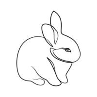 desenho de arte de linha contínua de coelho coelho vetor