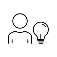 ícone de pessoas com lâmpada. ícone relacionado à ideia, discussão, negócios. estilo de ícone de linha. design simples editável vetor