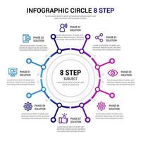 infográfico de 8 passos de círculo vetor