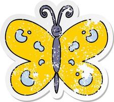 vinheta angustiada de uma borboleta de desenho animado desenhada à mão peculiar vetor