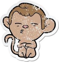 vinheta angustiada de um macaco suspeito de desenho animado vetor
