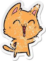 vinheta angustiada de um gato de desenho animado feliz vetor