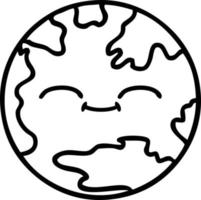 desenho de linha desenho animado planeta terra vetor