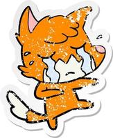 vinheta angustiada de um desenho de raposa chorando dançando vetor