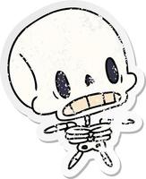 adesivo angustiado desenho animado kawaii esqueleto morto bonito vetor