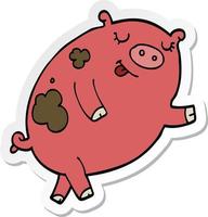 adesivo de um porco dançando de desenho animado vetor