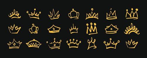 ícone de coroa dourada desenhado em um estilo de marcador minimalista vetor