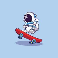 skatista astronauta fofo vetor