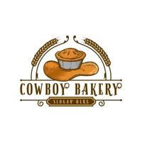 logotipo vintage de padaria de cowboy vetor