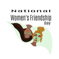 dia nacional da amizade das mulheres, ideia para um banner ou cartão postal, duas meninas fazendo tratamentos faciais vetor