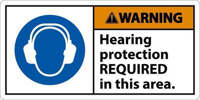 aviso de proteção auditiva necessária sinal em fundo branco vetor
