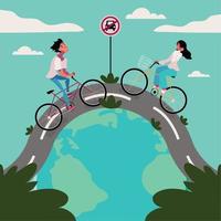 casal em bicicletas, dia mundial sem carros vetor