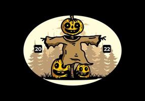 design de ilustração de abóbora de halloween assustador vetor