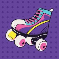 desenhos animados de patins dos anos 90 vetor