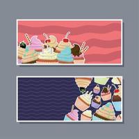 banner horizontal de cupcakes vetor