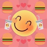 emoji e fast-food vetor