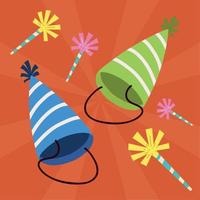 corneta de aniversário e chapéus de festa vetor