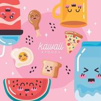 letras de comida deliciosa kawaii vetor