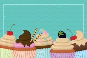 cupcakes comida doce vetor