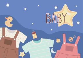 roupas de bebê e estrelas vetor
