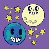 planeta e lua dos desenhos animados vetor