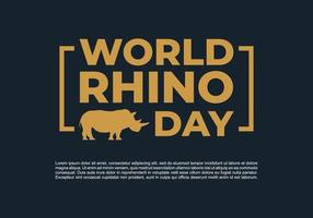 fundo do dia mundial do rinoceronte com rinoceronte na cor da marinha em 22 de setembro. vetor