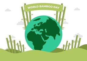 fundo de dia mundial de bambu com globo terra em 18 de setembro. vetor