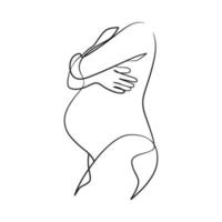 arte de linha contínua de mulher grávida vetor