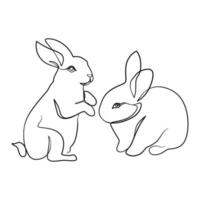 desenho de arte de linha contínua de coelho coelho vetor