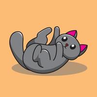 design plano cinza de gato de desenho animado vetor