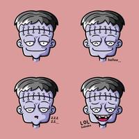 ilustração vetorial de emoji de monstro zumbi fofo vetor