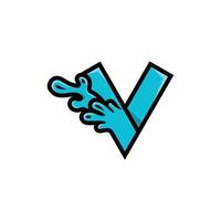 letra v logotipo puro de respingos de água vetor
