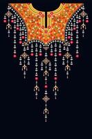 kaftans com lindos decotes. crie motivos têxteis para roupas e outras coisas usando desenhos étnicos e geométricos que imitam um colar de flores na torre de uma mulher vetor