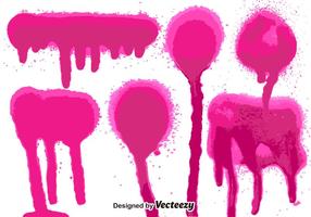 Conjunto de 6 salpicos de tinta de spray rosa
