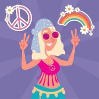 linda mulher hippie vetor