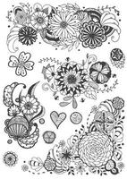 coleção de design de doodle de flores abstratas vetor