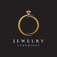 design de modelo de logotipo abstrato de anel de joias com diamantes de luxo ou gems.isolated em background.logo preto e branco pode ser para marcas e sinais de joias.