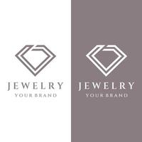 design de modelo de logotipo abstrato de anel de joias com diamantes de luxo ou gems.isolated em background.logo preto e branco pode ser para marcas e sinais de joias. vetor