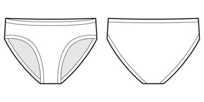 ilustração de esboço técnico de calcinha de meninas. cuecas infantis. vetor
