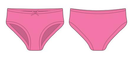 esboço técnico de cuecas para meninas. cuecas femininas. cor rosa brilhante. calcinha casual feminina. vetor