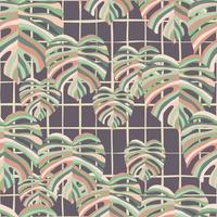 monstera folha tropical sem costura padrão. palmeira deixa fundo sem fim. papel de parede botânico. vetor