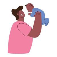 pai afro levantando bebê vetor