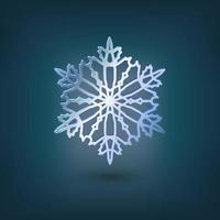 ícone gráfico de floco de neve 3D com luz trêmula. um único objeto isolado. ilustração vetorial vetor