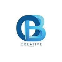 modelo de logotipo de design de carta ob 3d para negócios e identidade corporativa vetor