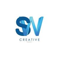 modelo de logotipo de design de carta 3d sw para negócios e identidade corporativa vetor
